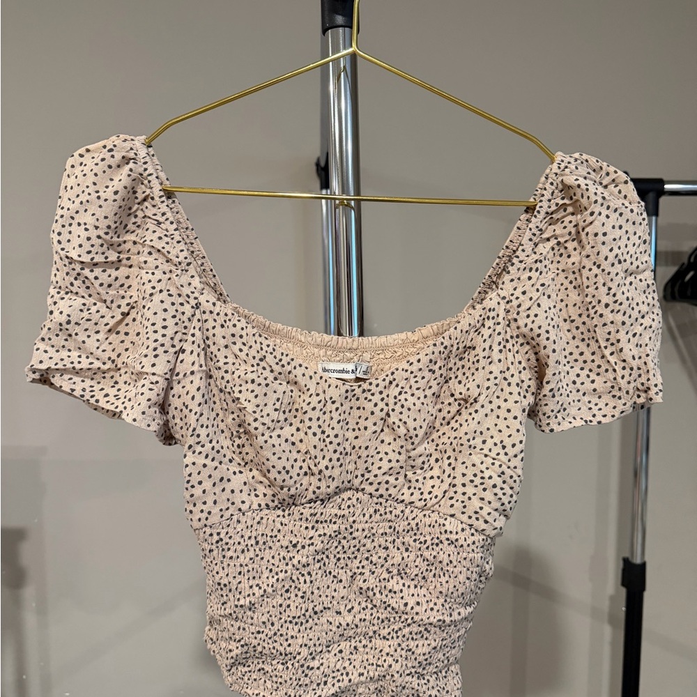 Abercrombie & Fitch Cream Polka Dot Crop Top